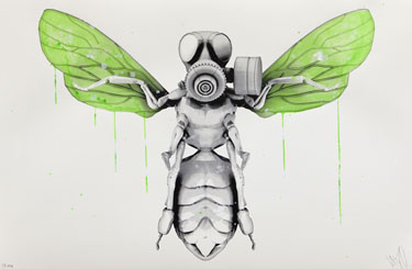 Bee with Protection Mask ludo street art Paper Monster